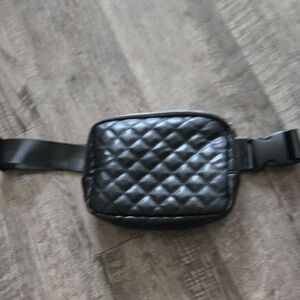 Black Quilted Men's Belt Bag